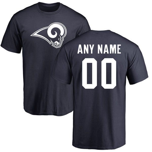 Men Los Angeles Rams NFL Pro Line Navy Custom Name and Number Logo T-Shirt->nfl t-shirts->Sports Accessory